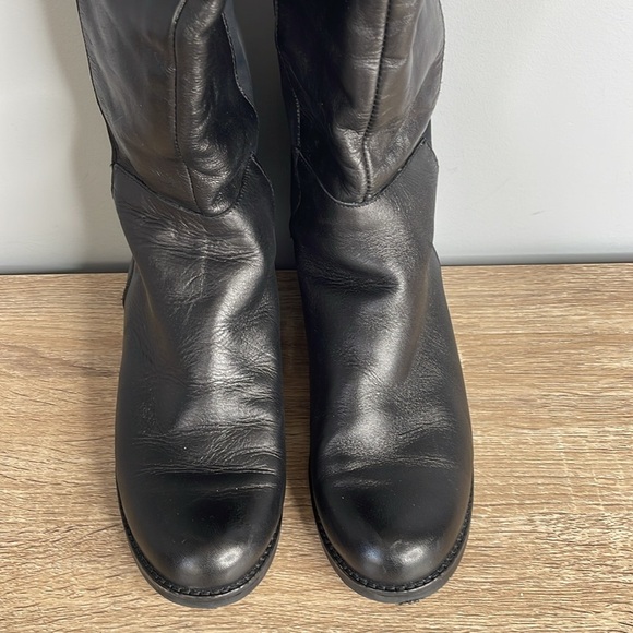 Aldo Knee-High Leather Tall Riding Boots Black Textile Back Round Toe Size 7.5 - Picture 4 of 9